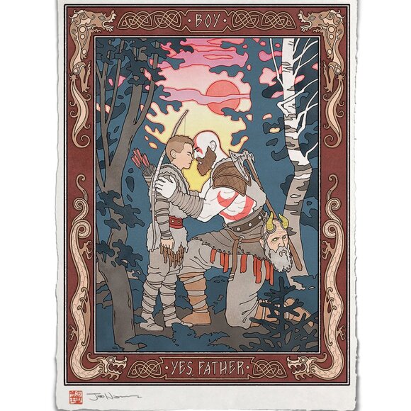 Ukiyo e Heroes Jed Henry - Father and Son' Giclée Print - God of War - Picture 1 of 3